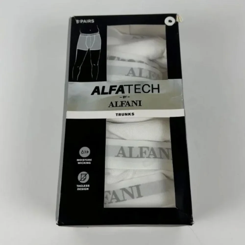 Alfani Men's Alfatech White Tagless Boxer Trunks - 5 Pack Size XL NIB BT-3115